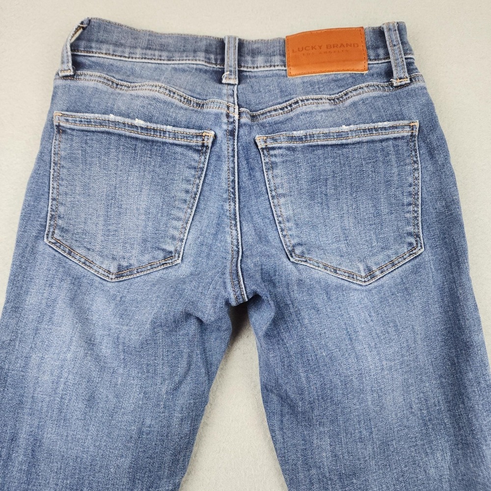 Lucky Brand Mid Rise Skinny Ava Ankle Jeans Womens 0/25 Blue Raw Hem Stretch - Picture 14 of 15